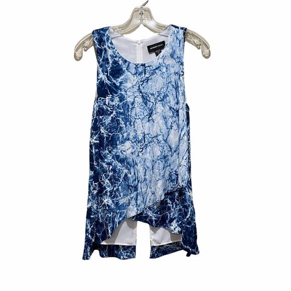 Fifteen Twenty Split Back Layered Tank Top Blue and White Print Size XS - Picture 1 of 8